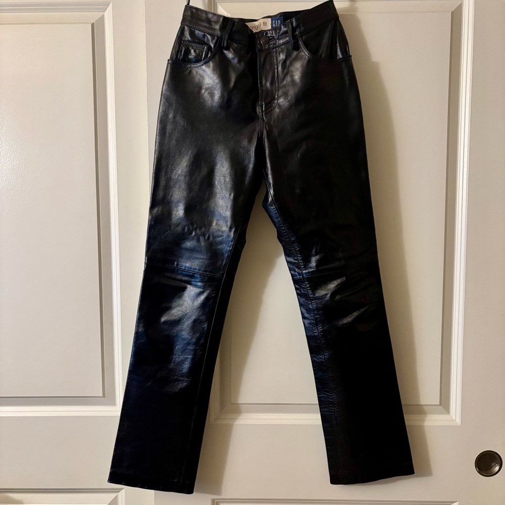 GAP Original Fit Black Leather Pants size 2